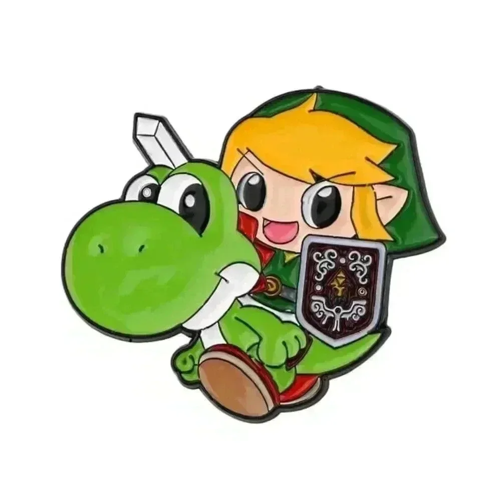 Epic Link & Yoshi Crossover Enamel Pin – Iconic Zelda x Mario Collab! - Picture 3 of 5